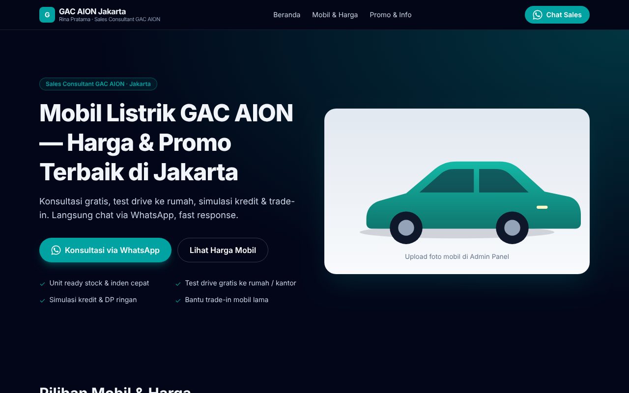 Contoh template AION Modern (gelap)